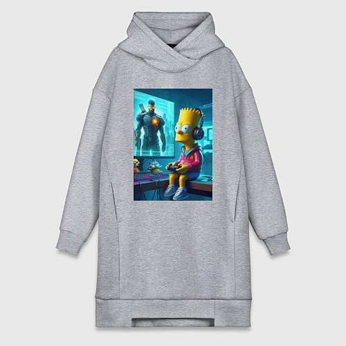 Женская толстовка-платье Bart Simpson is an avid gamer / Меланж – фото 1