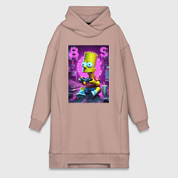 Женское худи-платье Bart Simpson - cool gamer, цвет: пыльно-розовый