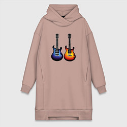 Женская толстовка-платье Яркие гитары