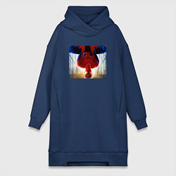 Женское худи-платье Новый человек паук, цвет: тёмно-синий