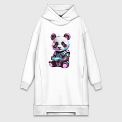 Женское худи-платье Funny panda - cyberpunk fantasy, цвет: белый