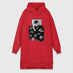 Женское худи-платье Космический сон, цвет: красный