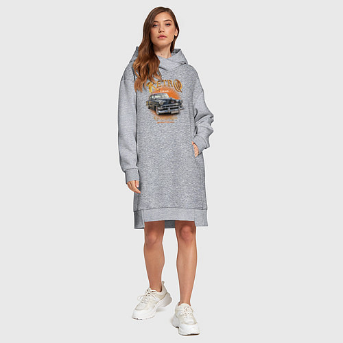 Женская толстовка-платье Ретро гараж и автомобиль Chevrolet 210 Deluxe / Меланж – фото 4