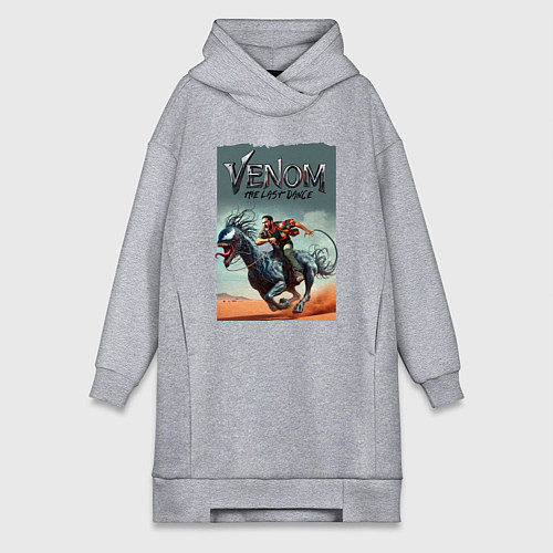 Женская толстовка-платье Venom the last dance - Eddie rides on a symbiote h / Меланж – фото 1