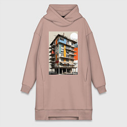 Женское худи-платье Старая панелька, цвет: пыльно-розовый