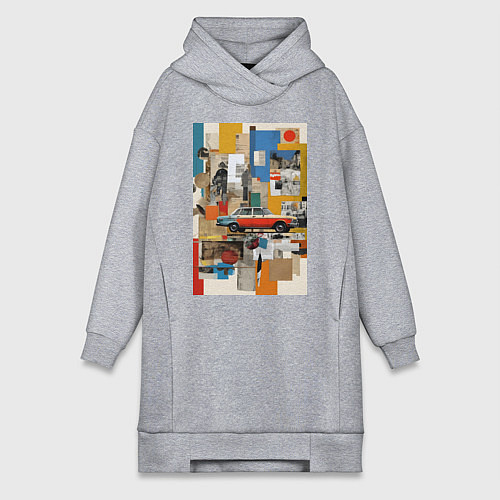 Женская толстовка-платье Плакат с ретро автомобилем / Меланж – фото 1