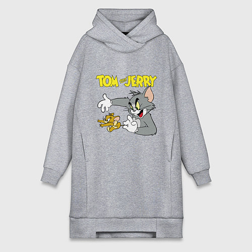 Женская толстовка-платье Том и Джерри - кот и мышь / Меланж – фото 1