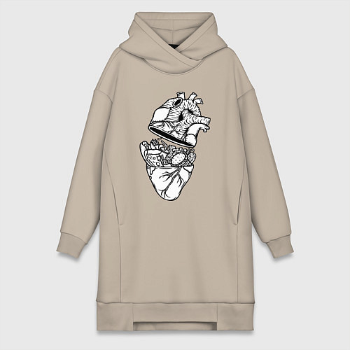 Женская толстовка-платье Сердце фастфуда / Миндальный – фото 1