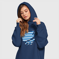 Женское худи-платье Порванная тельняшка, цвет: тёмно-синий — фото 2