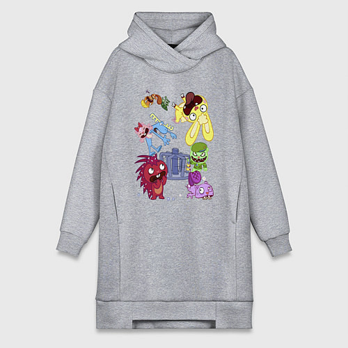 Женская толстовка-платье Happy three friends - carousel / Меланж – фото 1