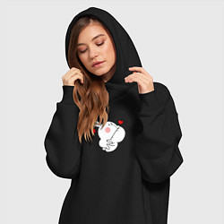 Женское худи-платье Мультяшный кролик укусил для пары, цвет: черный — фото 2