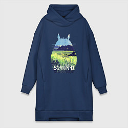 Женское худи-платье Nature Totoro, цвет: тёмно-синий