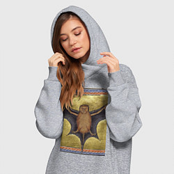 Женское худи-платье Страдающее средневековье летучая мышь мем, цвет: меланж — фото 2