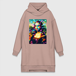 Женская толстовка-платье Мона Лиза и неоновые кубики - стилизация