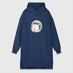 Женская толстовка-платье Кот-мем в скафандре