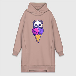 Женское худи-платье Panda ice cream, цвет: пыльно-розовый