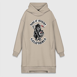 Женское худи-платье Sons of anarchy - logo, цвет: миндальный