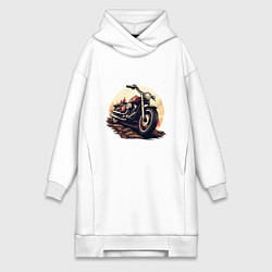 Женская толстовка-платье Мотоцикл на фоне заката