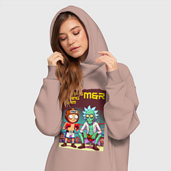 Женское худи-платье Mortys boxing team - ai art fantasy, цвет: пыльно-розовый — фото 2