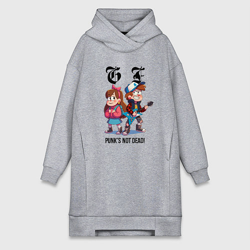 Женская толстовка-платье Dipper and Mabel - punks not dead meme / Меланж – фото 1