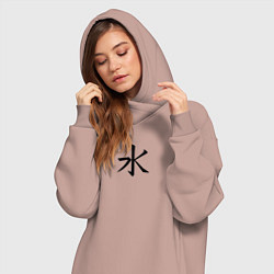 Женское худи-платье Среда японским иероглифом, цвет: пыльно-розовый — фото 2