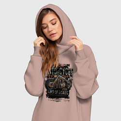 Женское худи-платье Мотоцикл кастом 1988, цвет: пыльно-розовый — фото 2