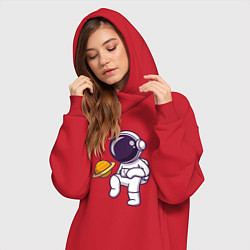 Женское худи-платье Saturn football, цвет: красный — фото 2