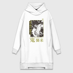 Женское худи-платье Кокушибо Тсугикуни - демон, цвет: белый