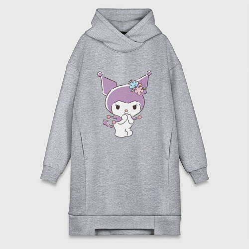 Женская толстовка-платье Куроми с цветочками / Меланж – фото 1