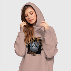 Женское худи-платье Трансформеры знак десептиконов, цвет: пыльно-розовый — фото 2