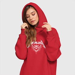 Женское худи-платье Metallica - crazy skull, цвет: красный — фото 2