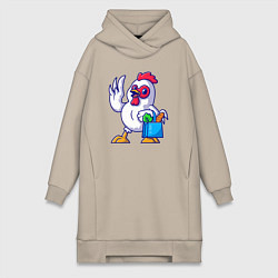 Женская толстовка-платье Петушок с продуктами