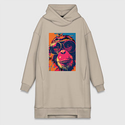 Женская толстовка-платье Обезьяна в очках big pop art