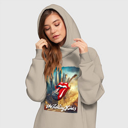 Женское худи-платье Rolling Stones - logo-guitar, цвет: миндальный — фото 2