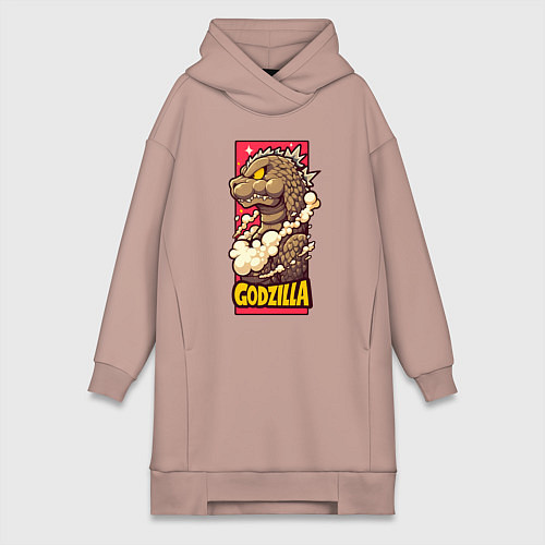 Женская толстовка-платье Pink godzilla / Пыльно-розовый – фото 1