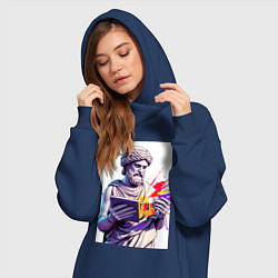 Женское худи-платье Античная статуя и граффити, цвет: тёмно-синий — фото 2