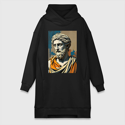 Женская толстовка-платье Античная статуя в теплых тонах / Черный – фото 1