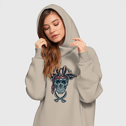 Женское худи-платье Мёртвый пират, цвет: миндальный — фото 2