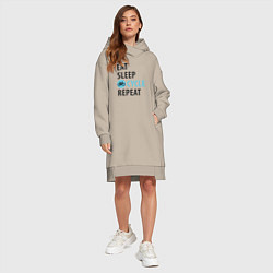 Женское худи-платье Еда сон велик, цвет: миндальный — фото 2