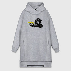 Женское худи-платье Мартышка с бананом, цвет: меланж
