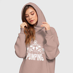 Женское худи-платье Арнольд Шварценеггер - качалка, цвет: пыльно-розовый — фото 2