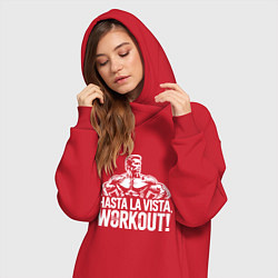 Женское худи-платье Arnold - hasta la vista workout, цвет: красный — фото 2