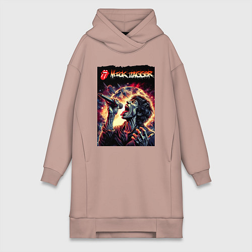 Женская толстовка-платье Rolling Stones singer Mick Jagger / Пыльно-розовый – фото 1