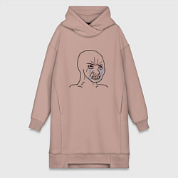 Женское худи-платье Плачущий мем, цвет: пыльно-розовый