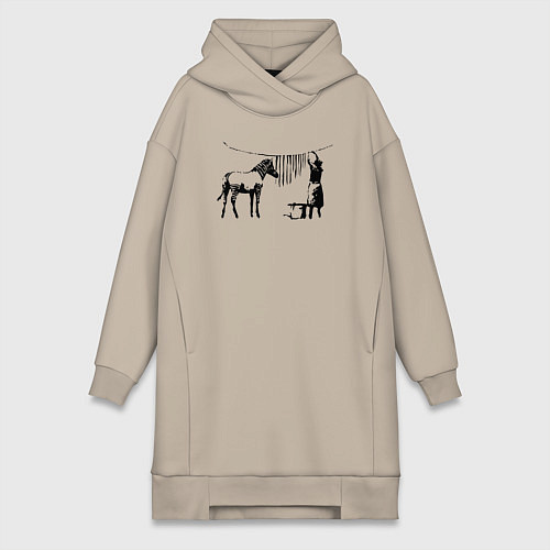 Женская толстовка-платье Banksy zebra / Миндальный – фото 1