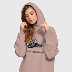 Женское худи-платье Улитка монохром ползет к своей цели, цвет: пыльно-розовый — фото 2