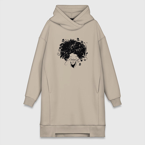 Женская толстовка-платье Spring girl / Миндальный – фото 1