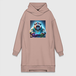 Женское худи-платье Hippo - esports player, цвет: пыльно-розовый