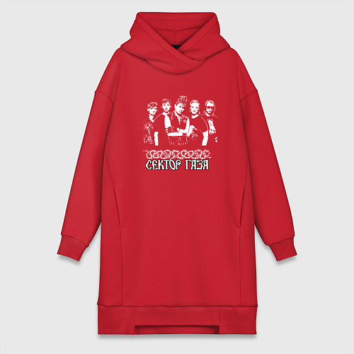 Женская толстовка-платье Сектор газа пиксельный белый портрет / Красный – фото 1