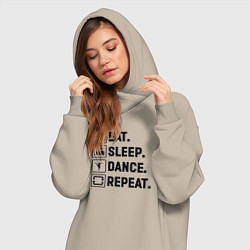 Женское худи-платье Еда сон танец, цвет: миндальный — фото 2